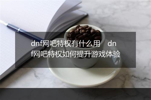 dnf网吧特权有什么用　dnf网吧特权如何提升游戏体验