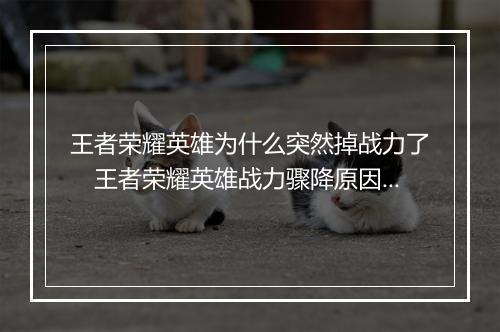 王者荣耀英雄为什么突然掉战力了 王者荣耀英雄战力骤降原因解析