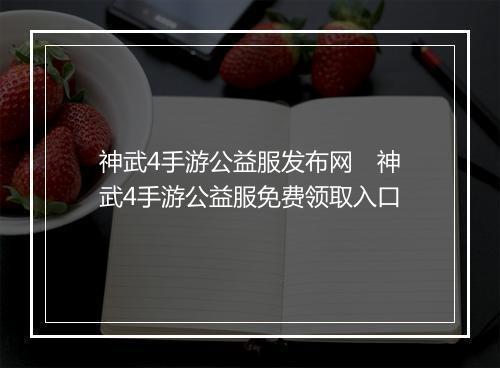 神武4手游公益服发布网　神武4手游公益服免费领取入口
