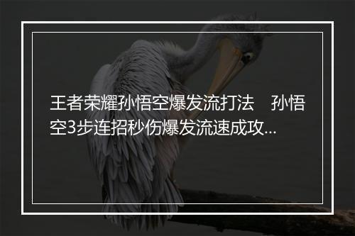 王者荣耀孙悟空爆发流打法　孙悟空3步连招秒伤爆发流速成攻略
