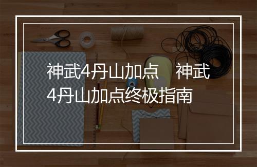 神武4丹山加点　神武4丹山加点终极指南