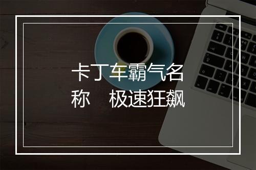 卡丁车霸气名称　极速狂飙