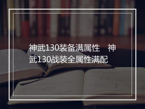 神武130装备满属性　神武130战装全属性满配