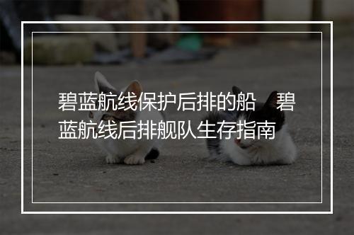 碧蓝航线保护后排的船　碧蓝航线后排舰队生存指南